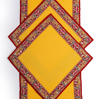 Yellow Pooja Mat Set 1