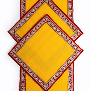 Yellow Pooja Mat Set 2