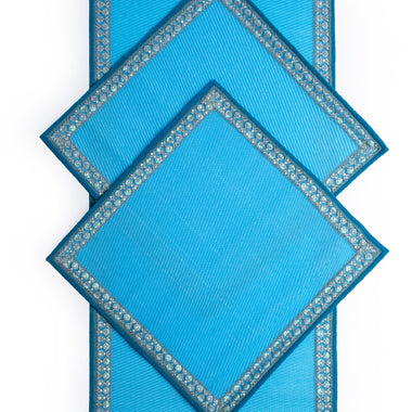 Sky Blue Pooja Mat Set 2