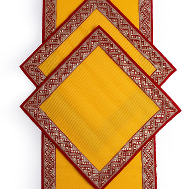 Yellow Pooja Mat set 3