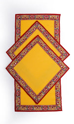 Yellow Pooja Mat Set 1