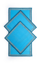 Sky Blue Pooja Mat Set 2